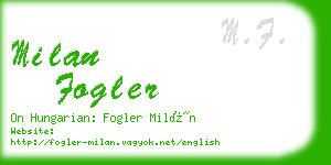 milan fogler business card